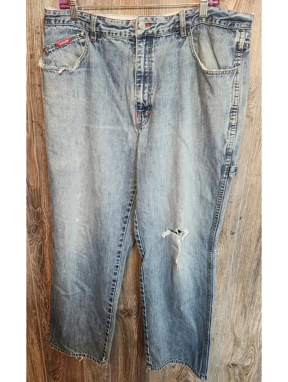 Ecko Unltd Denim Blue Jeans Size 38x36 VTG Destroyed Thrashed Y2K Baggy Skater